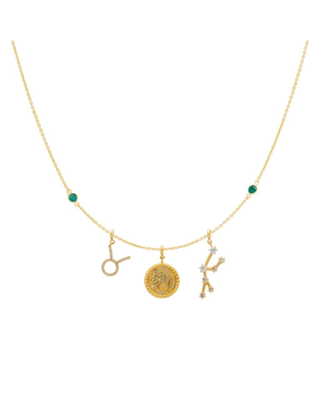 Lavani Jewels Triple Taurus Zodiac Necklace in Metallic Lyst