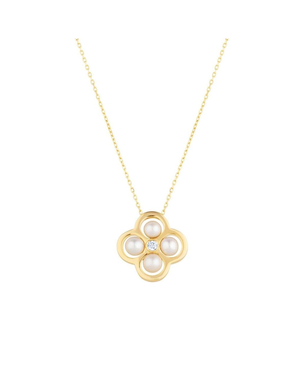 Lulu B London Metallic Statement Four Pearl Clover Necklace