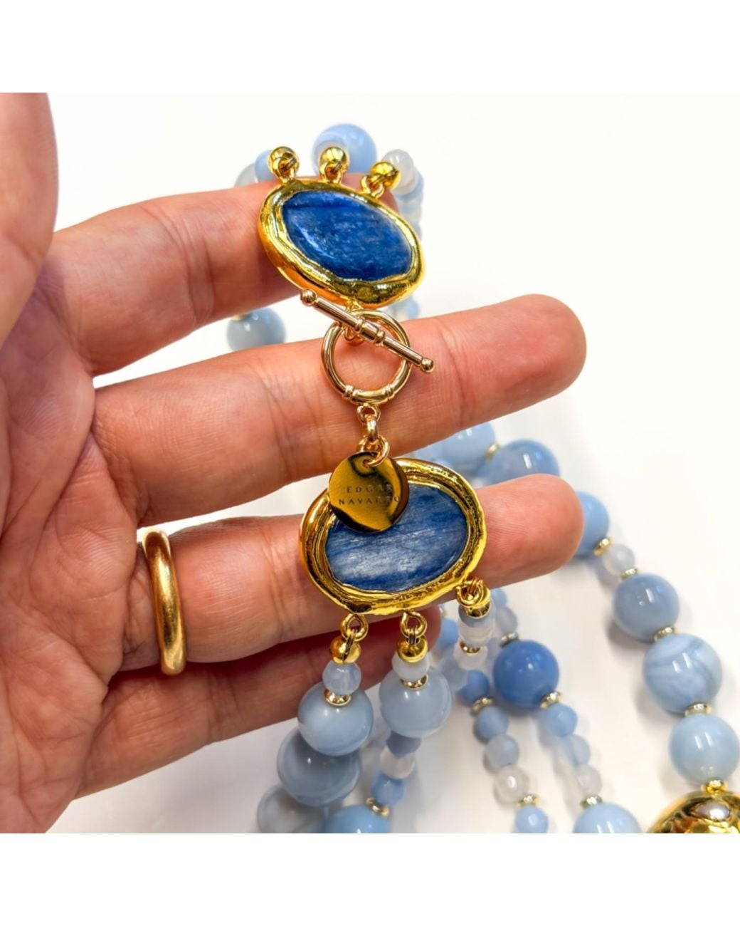 Edgar Navarro Jewelry Blue Edgar Navarro Three Layer Lace Agate Navarro Necklace