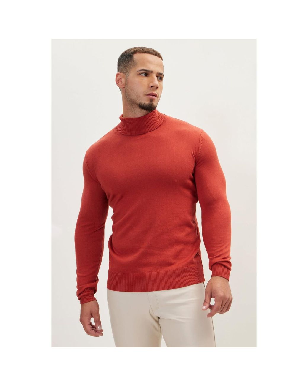 Ron Tomson Red Classic Roll Neck Sweater for men