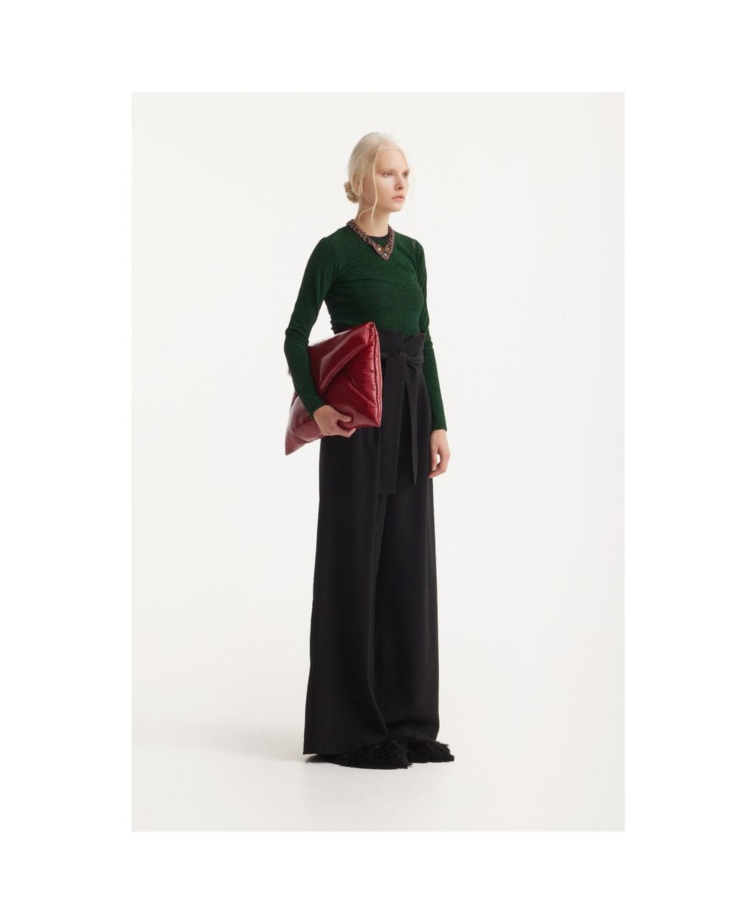 Julia Allert Black High Waist Long Wide Leg Trousers –