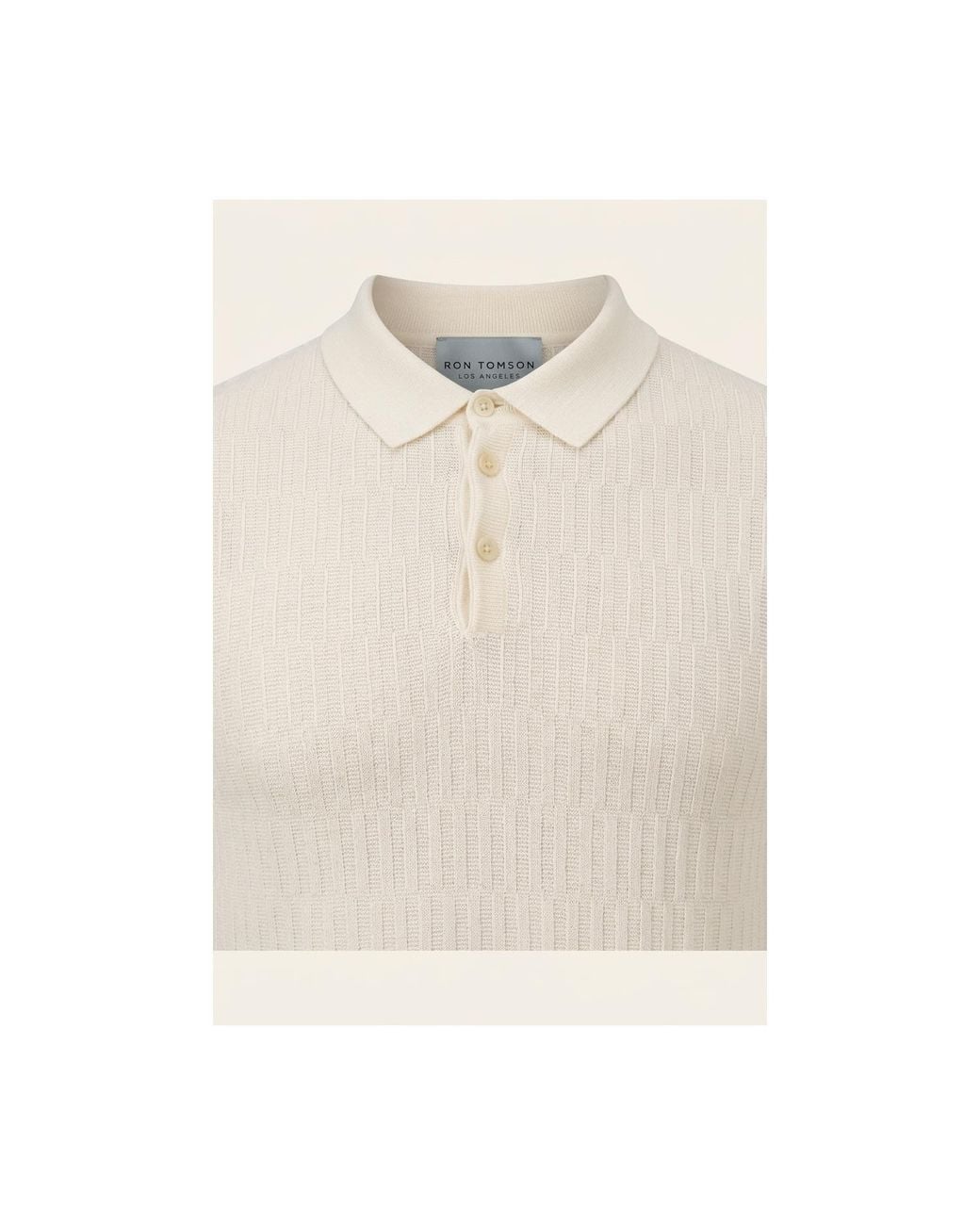 Ron Tomson Natural Short Sleeve Textured Polo Shirt for men