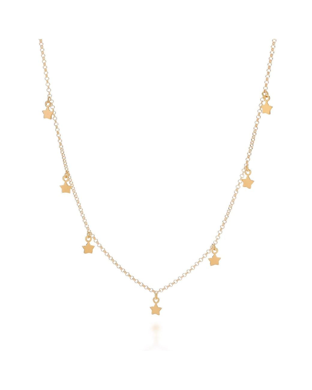 Nellou Jewellery Metallic Floating Star Charm Necklace Plated Sterling