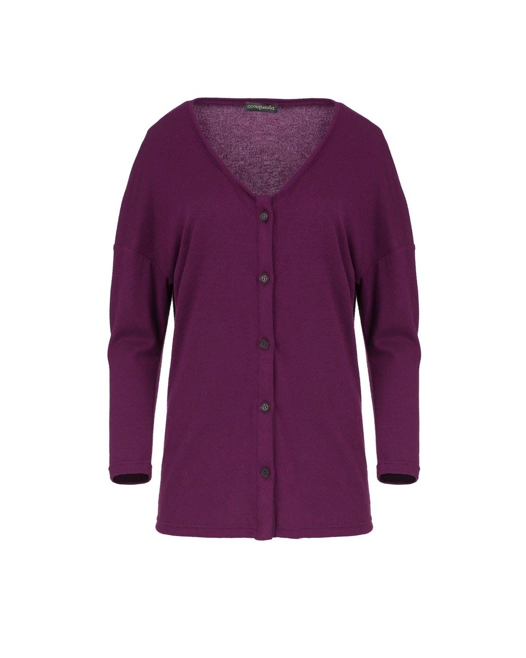Conquista Purple Oversized Button Front Knit Cardigan