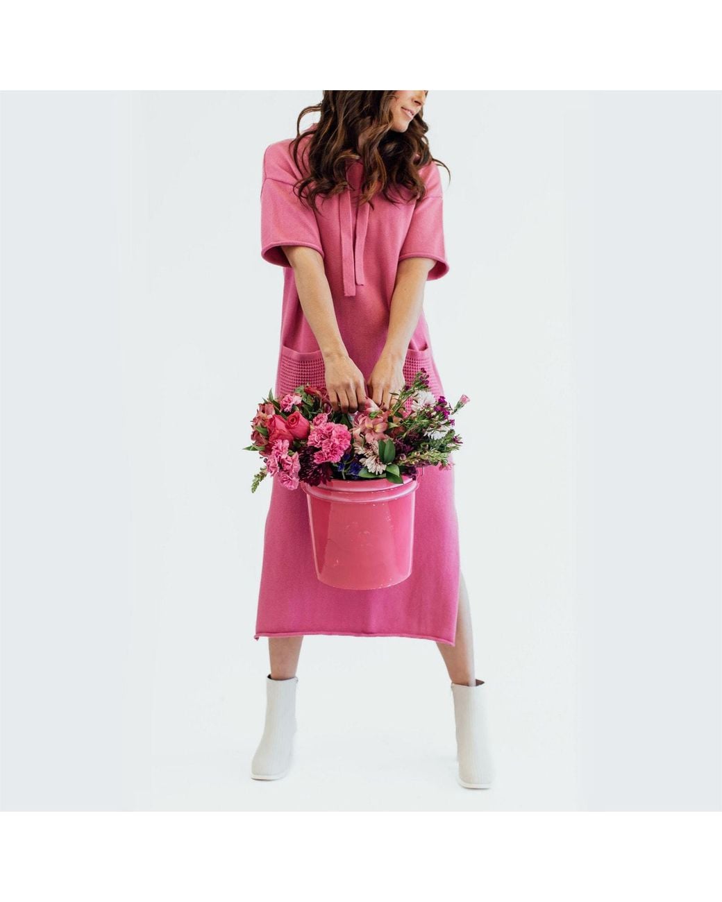 Zenzee Pink Cotton Hoodie Dress