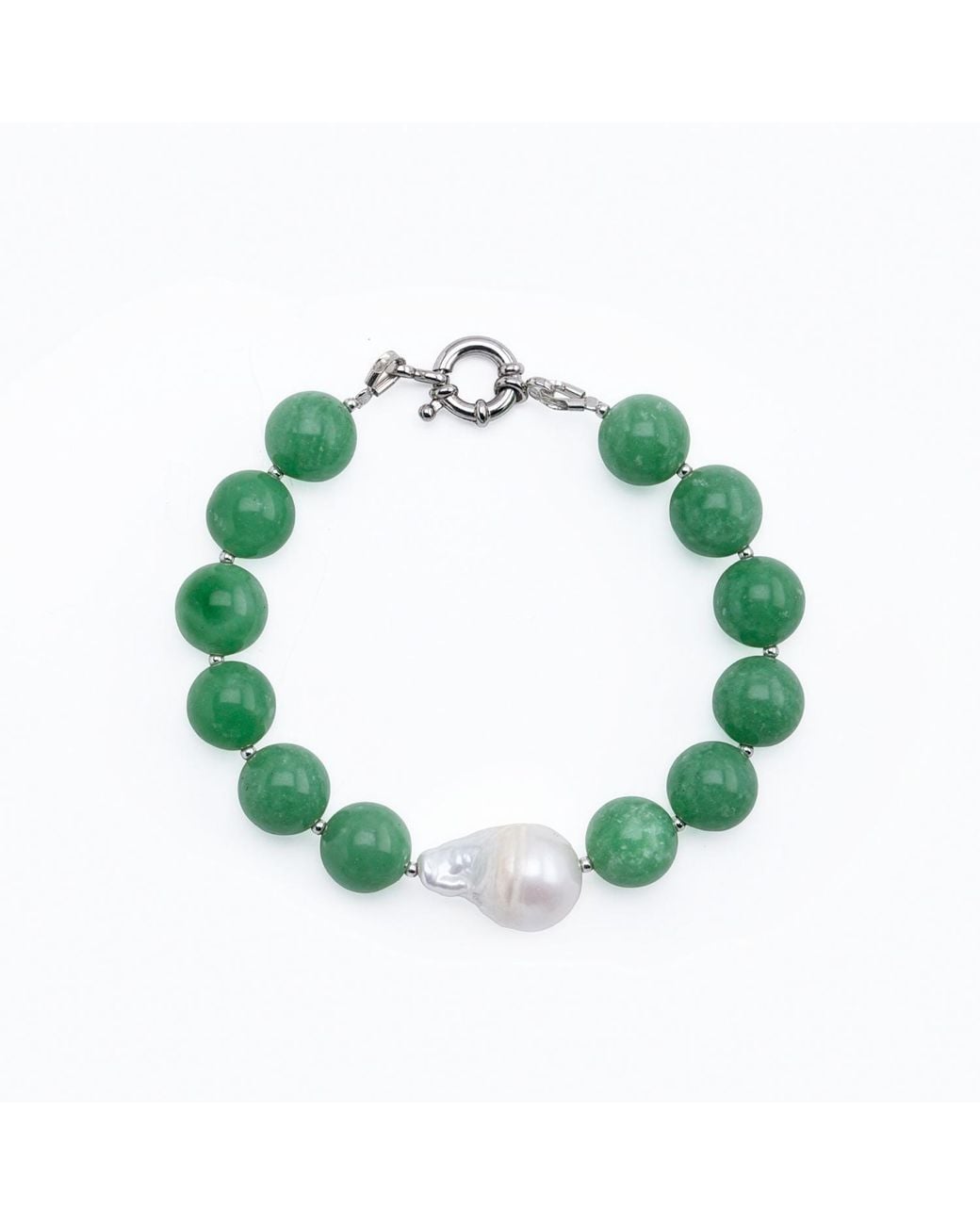 Silver Moon Green Sterling Bracelet Whisper With Gemstones And Baroque Pearl