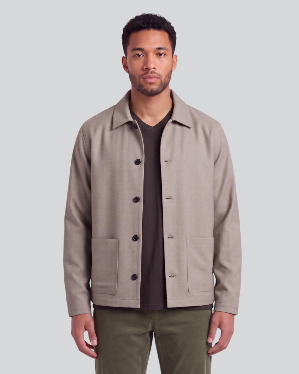 Lords of Harlech Gray Chaston Ash Wool Chore Jacket for men