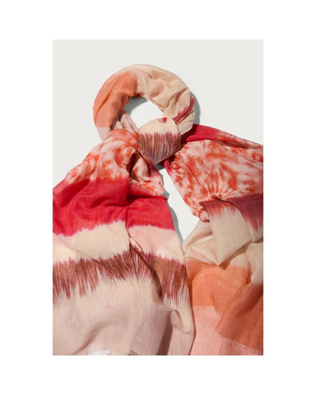 Saachi Red Tie Dye Printed Coral Scarf