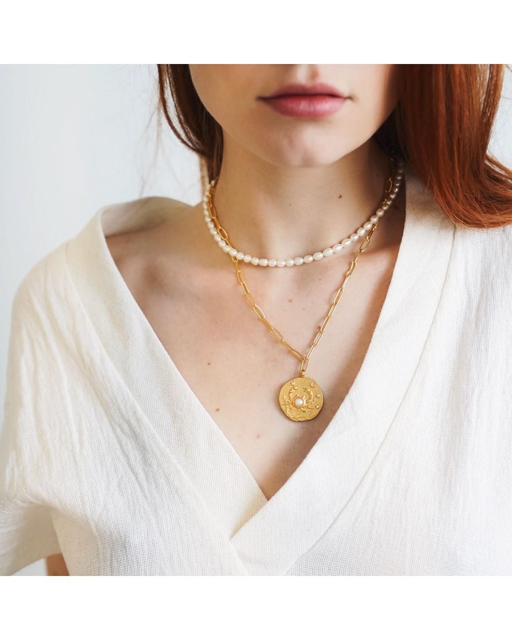 Aurozia Metallic Constellations Cancer Double-Sided Coin Necklace