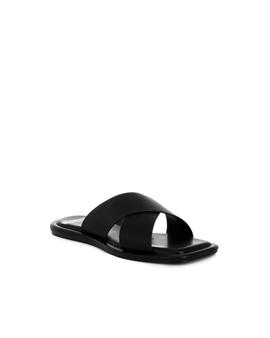 Rag & Co Black Shosa Genuine Leather Criss-Cross Flats