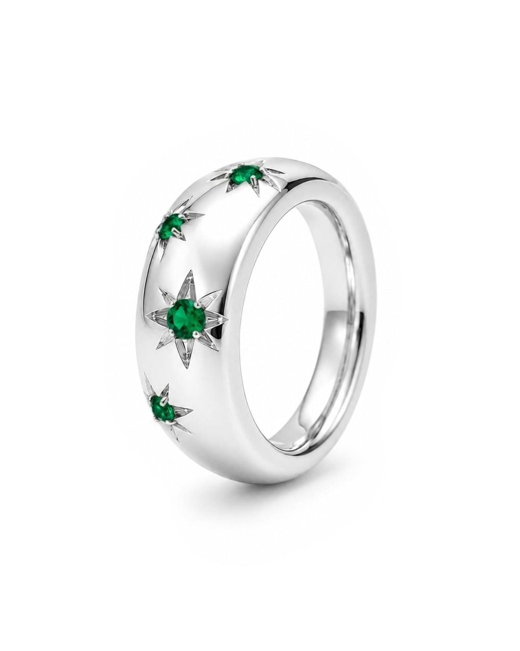 Unaloe Multicolor Quartz Starburst Wide Band Ring – Sterling
