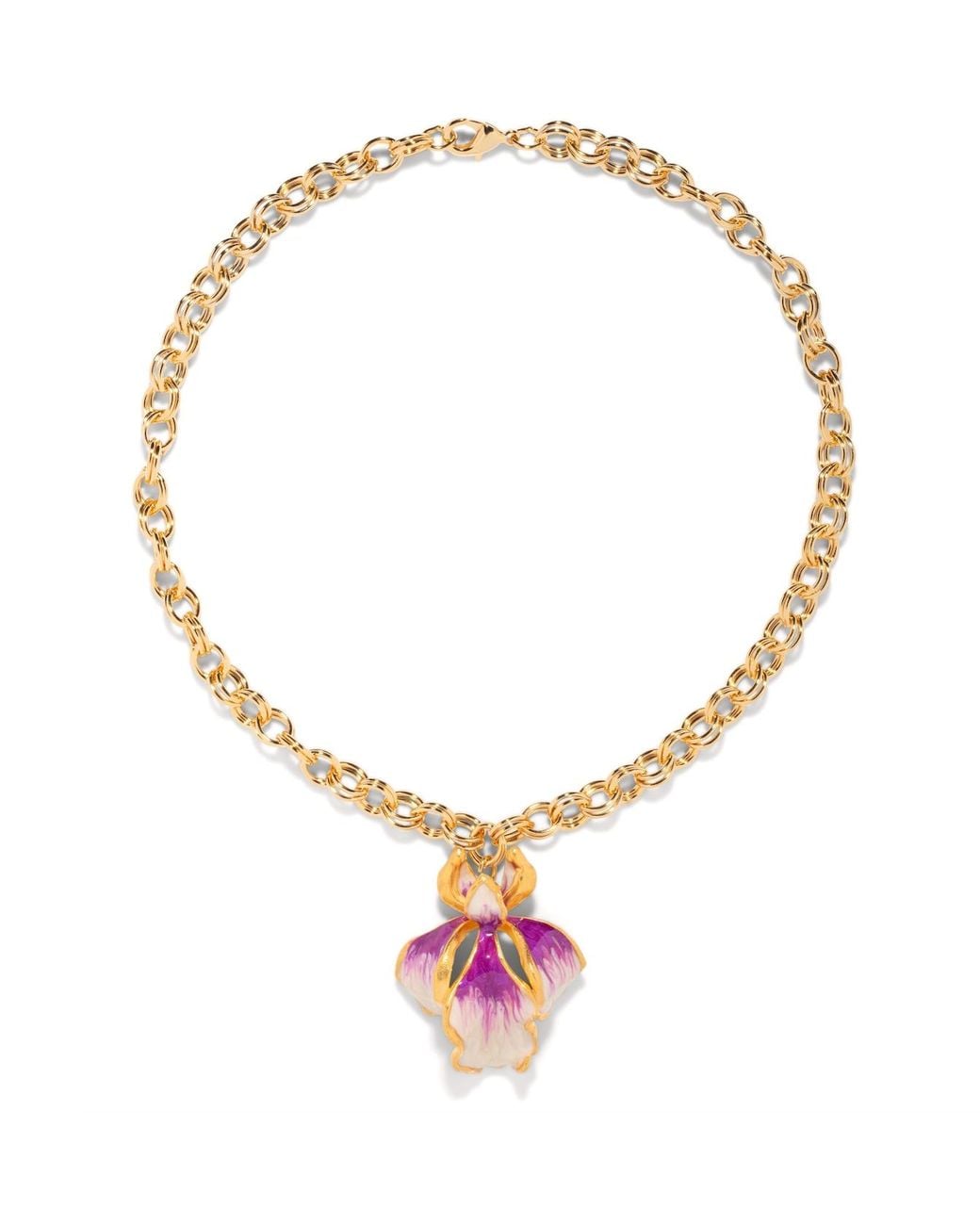 The Pink Reef Metallic Single Sculpted Iris Necklace
