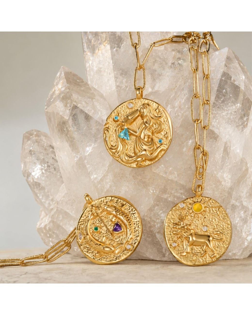 Aurozia Metallic Constellations Leo Double-Sided Coin Necklace