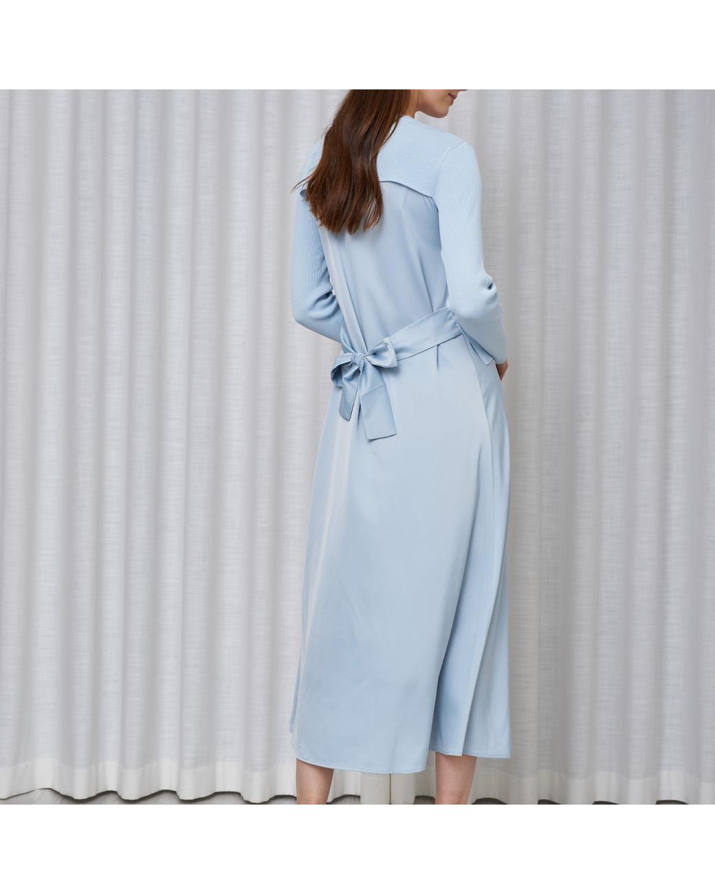 Roch Perel Blue Satin Aline Slip Dress