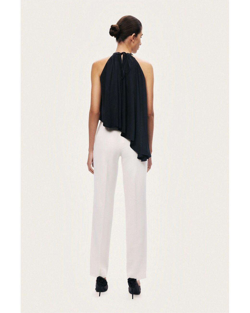 Nocturne Black Embellished Halter Blouse