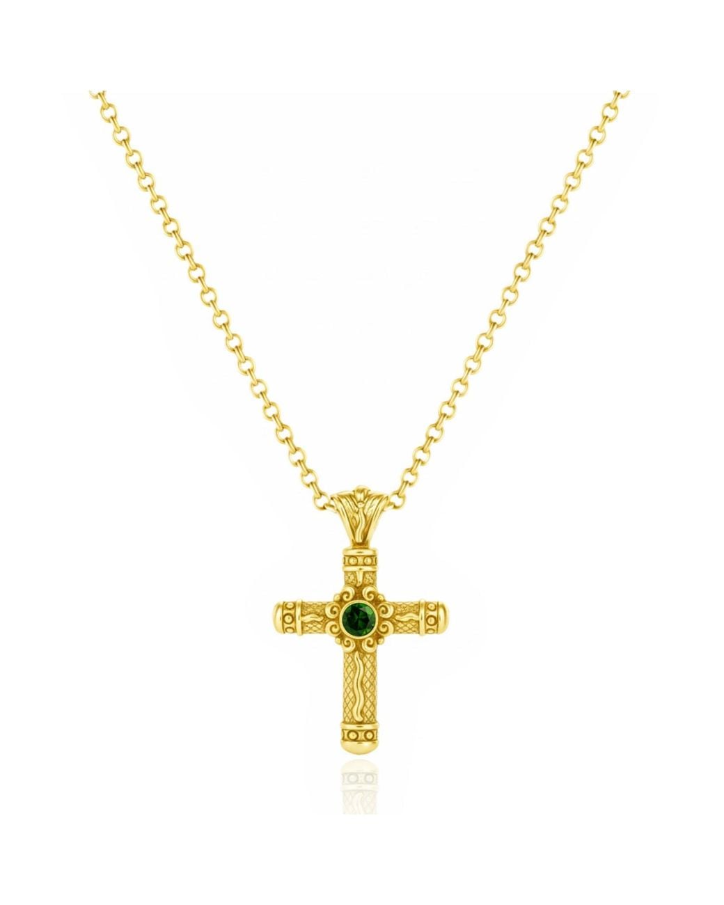 Unaloe Metallic Vermeil Emerald Cross Necklace – Luxury Religious Jewelry