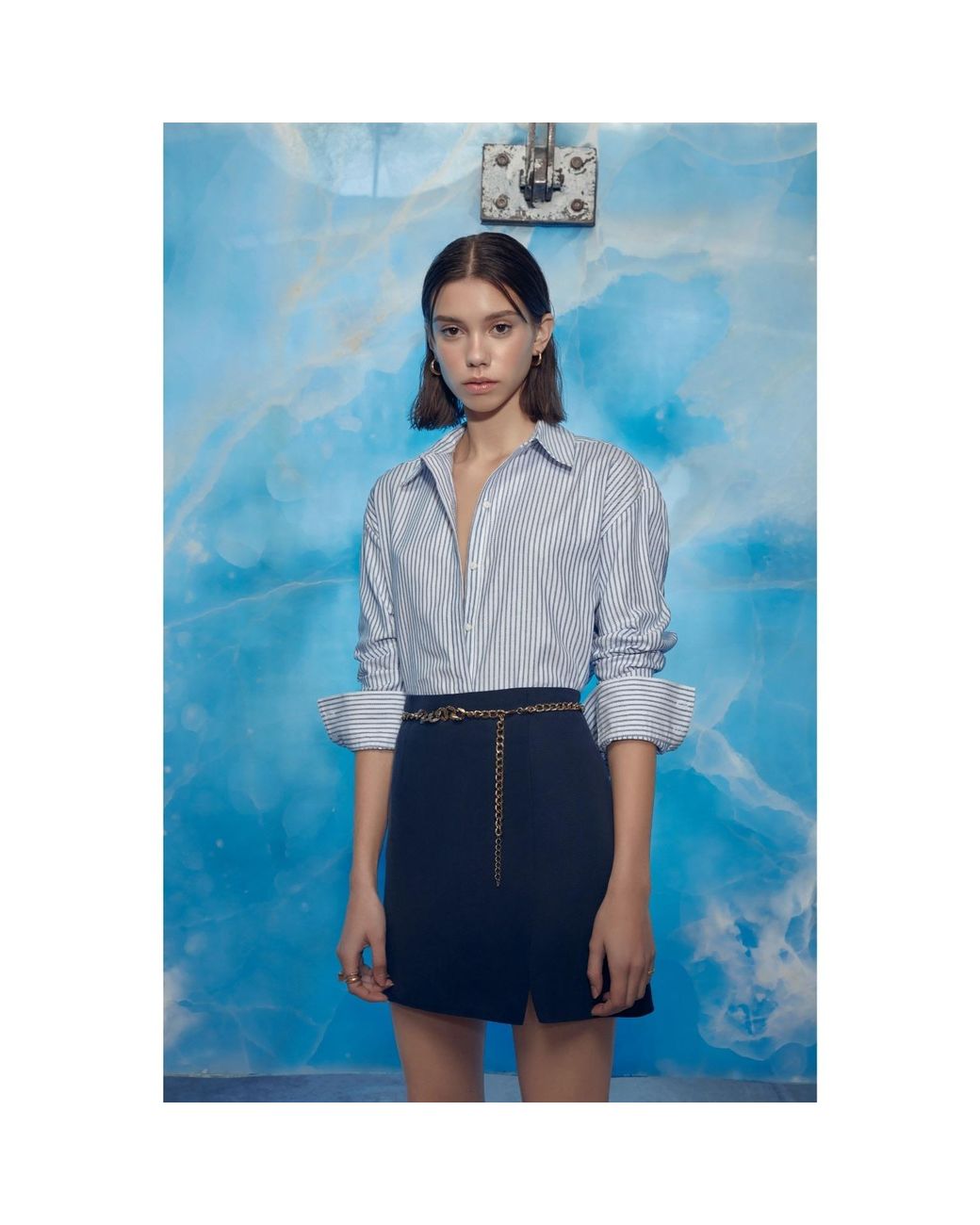 NAZLI CEREN Blue Vance A Line Mini Skirt