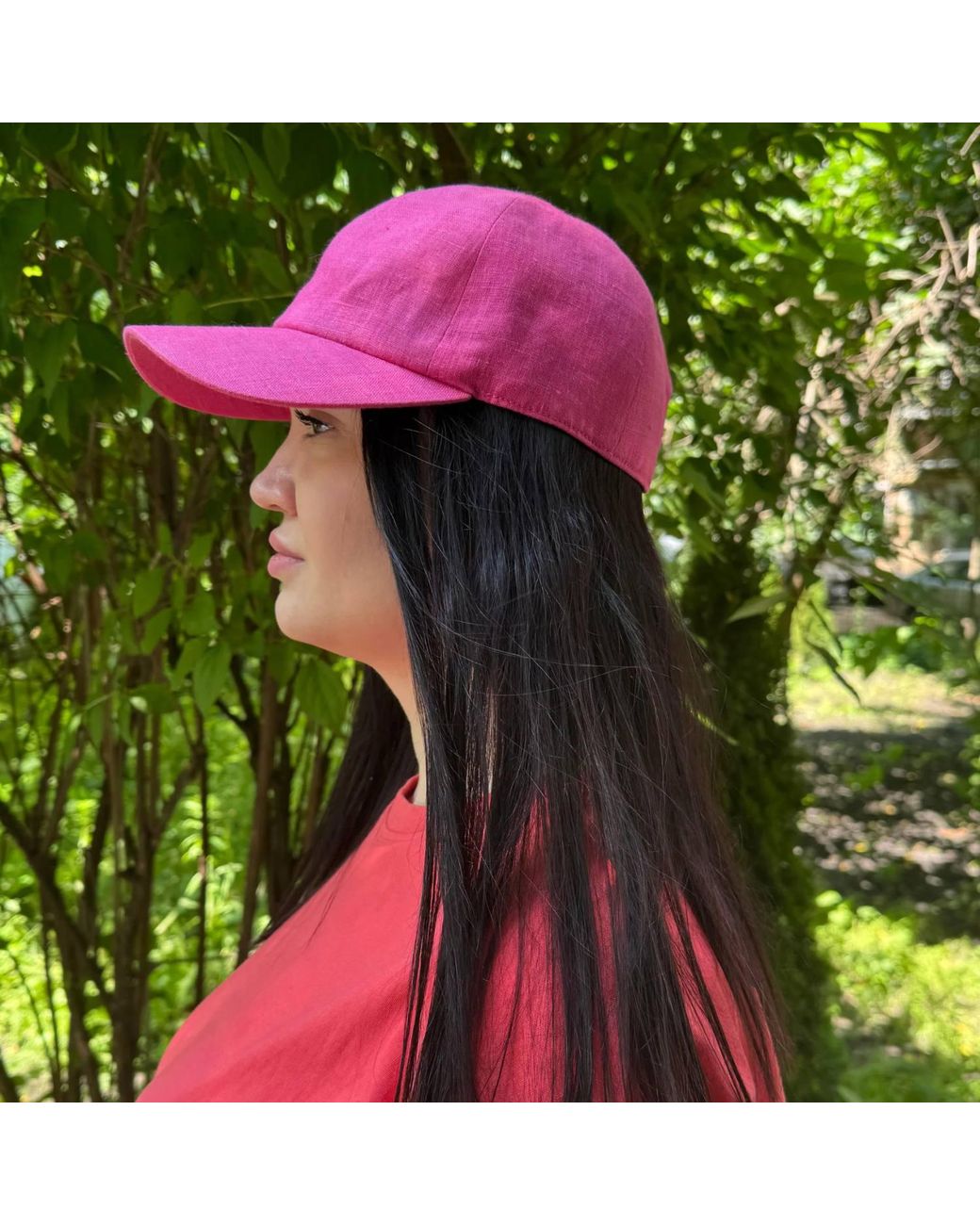 Cachemio Red Minimalist Linen Baseball Cap