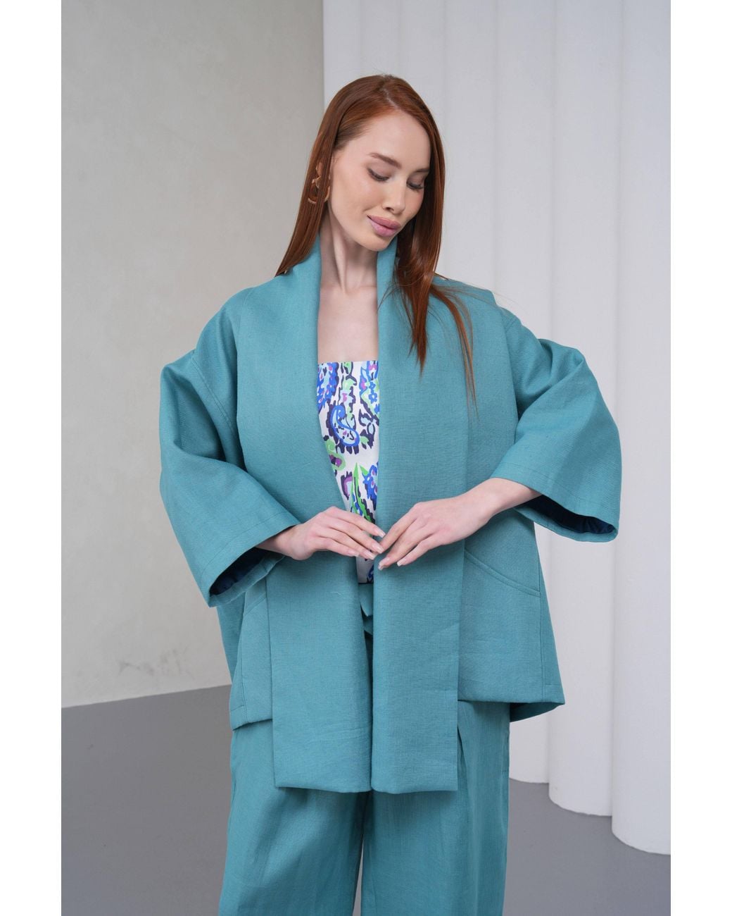 Lumina Eligma Blue The Duality Linen Jacket