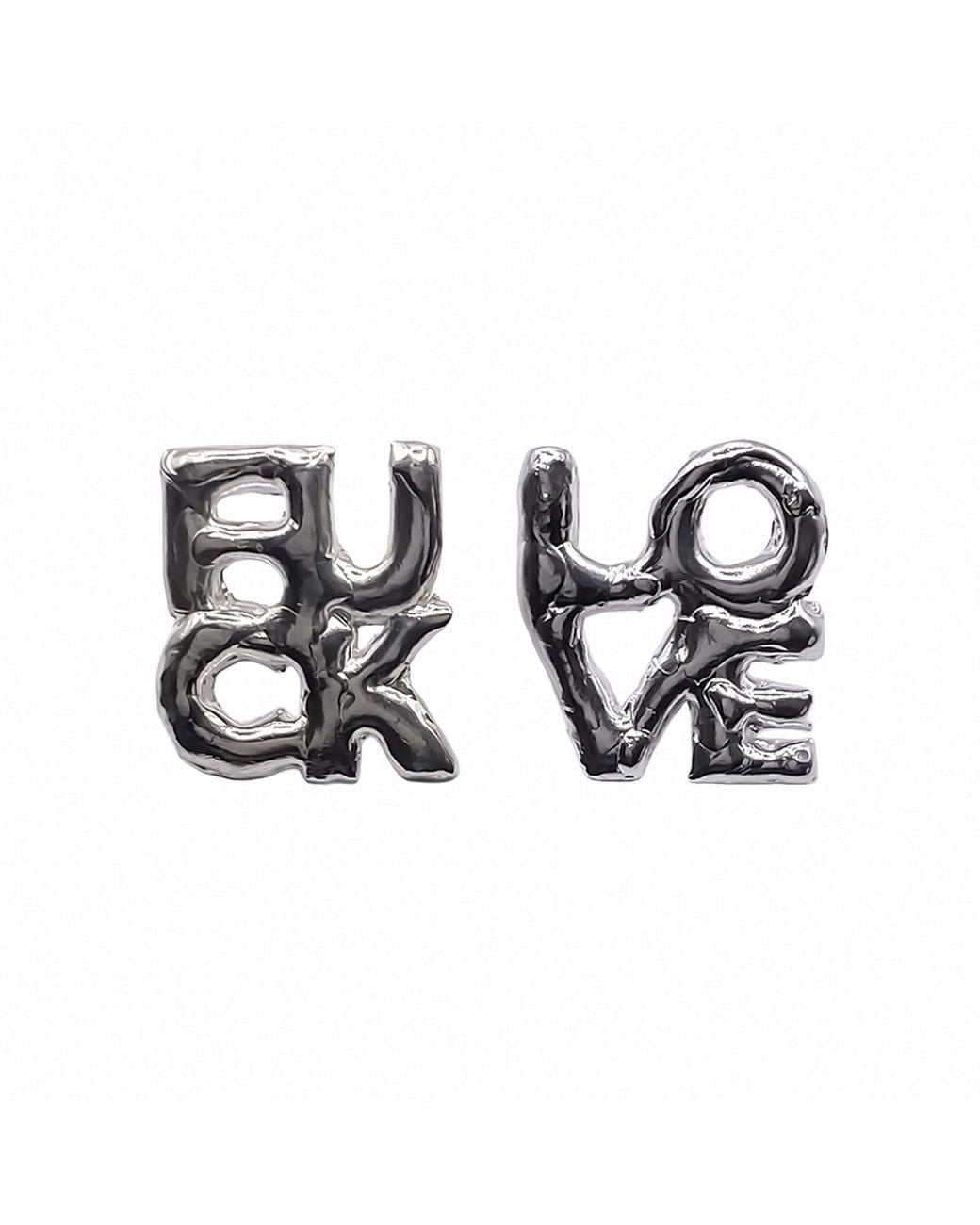Moca Jewellery Metallic Fuck + Love Earrings