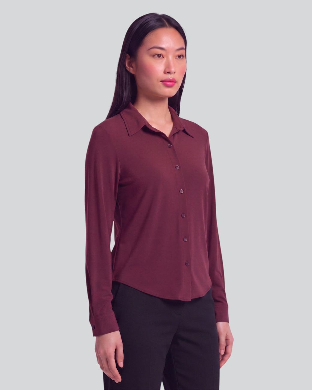 Lords of Harlech Purple Stephanie Port Lyocell Stretch Long-Sleeve Shirt