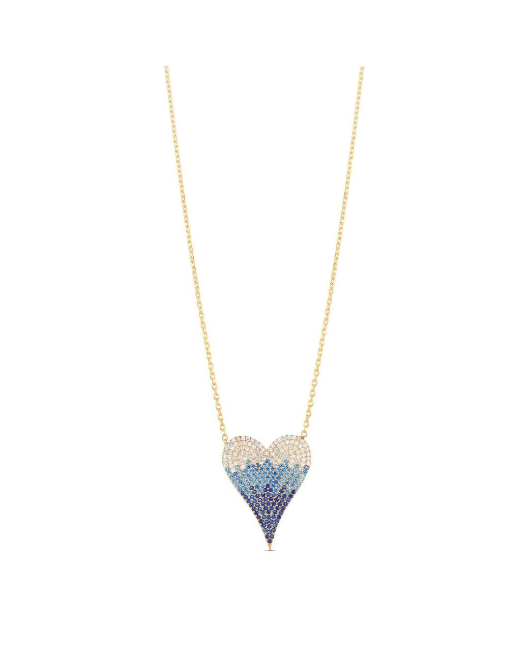SHYMI Blue Large Pave Ombré Heart Necklace