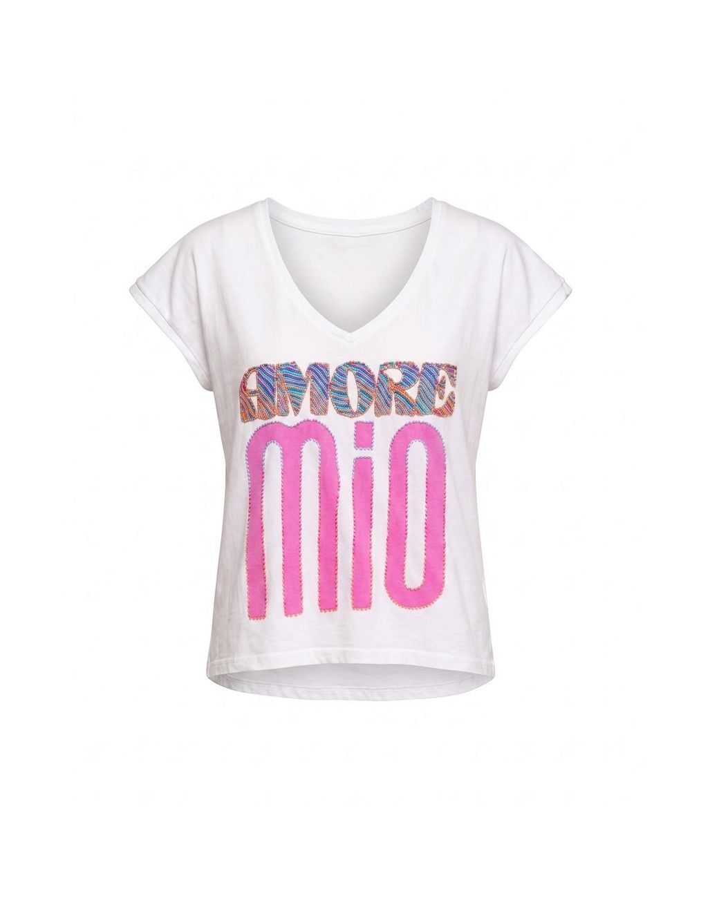 Tantra Spain Sl Pink Tshirt With Painted Text Amore Mio And Beads