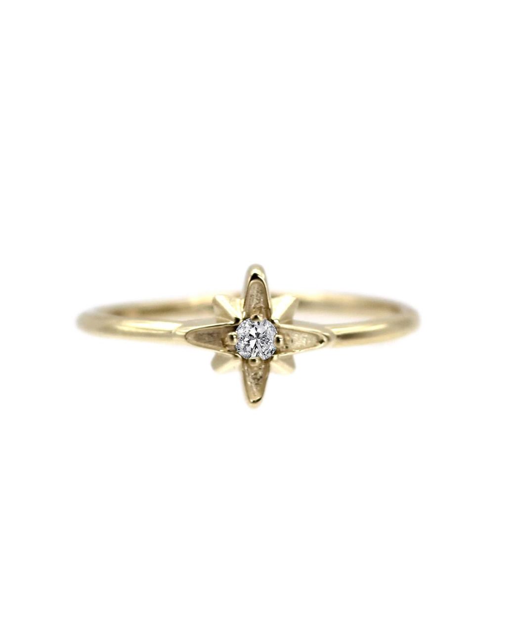VicStoneNYC Fine Jewelry Metallic 14K North Star April Birthstone Natural Diamond Ring