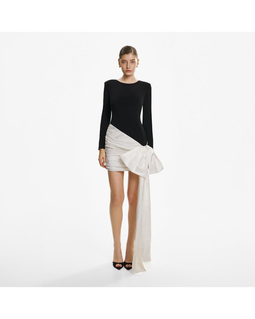 Lita Couture Black Bow-Detail Asymmetric Mini Dress
