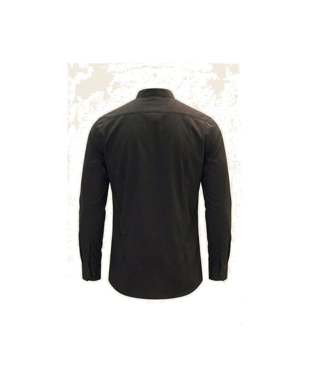 Ron Tomson Black Pure Cotton Band Collar Dress Shirt for men