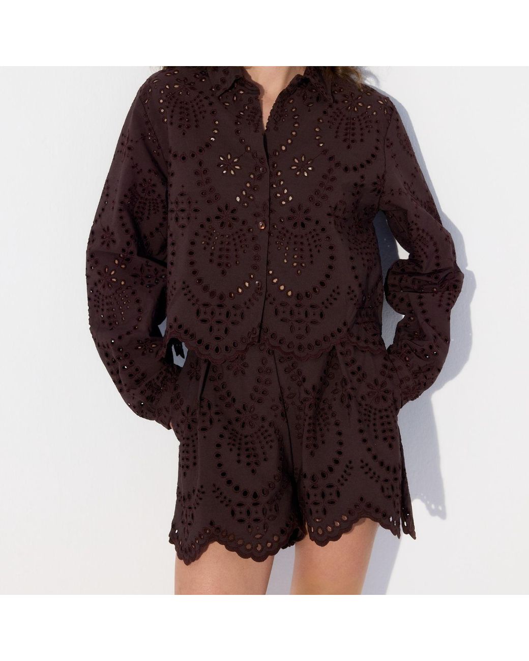 Thisisu Collection Brown Solstice Short -High Waist Broderie Short
