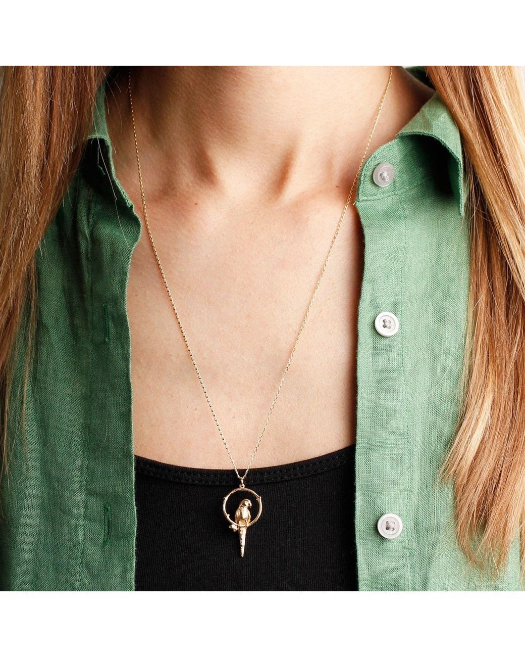 Lee Renee Metallic Parakeet Necklace – Large, Upright