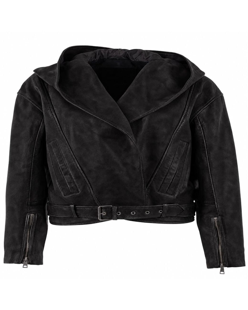 Mauritius Black Soft Suede Hooded Shirt-Jacket Anna
