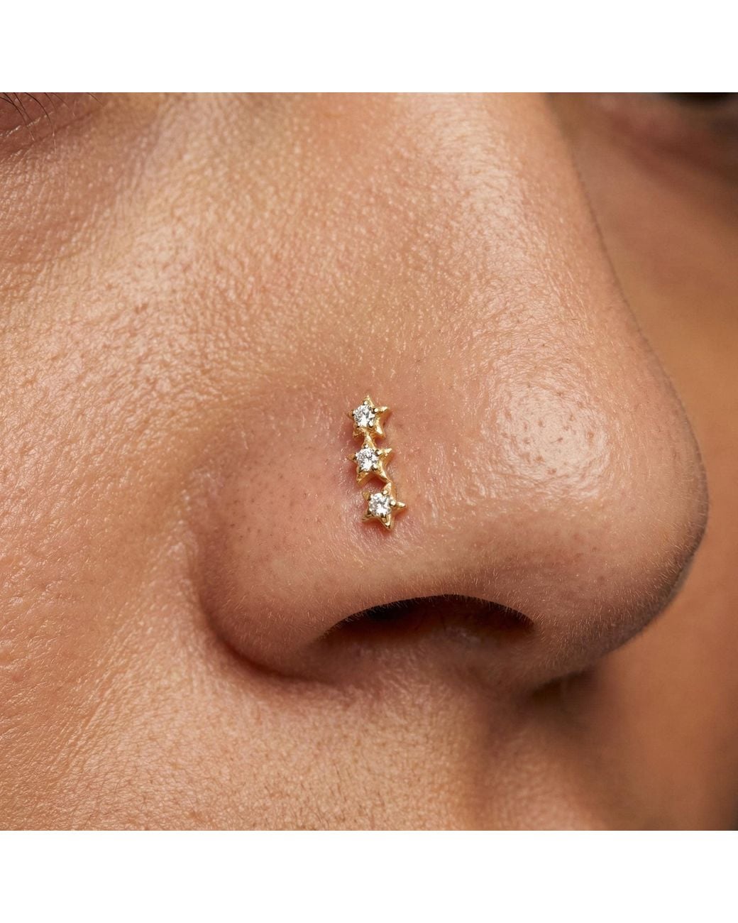 Zahav Jewelry White 14K Solid 24G Star Cz Nose Stud