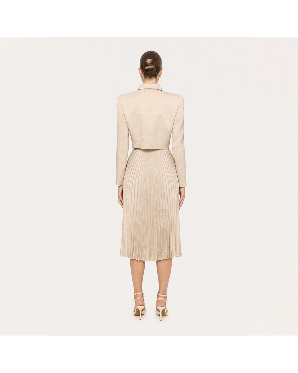Nissa Natural Neutrals Rhinestone-Embellished Cropped Blazer