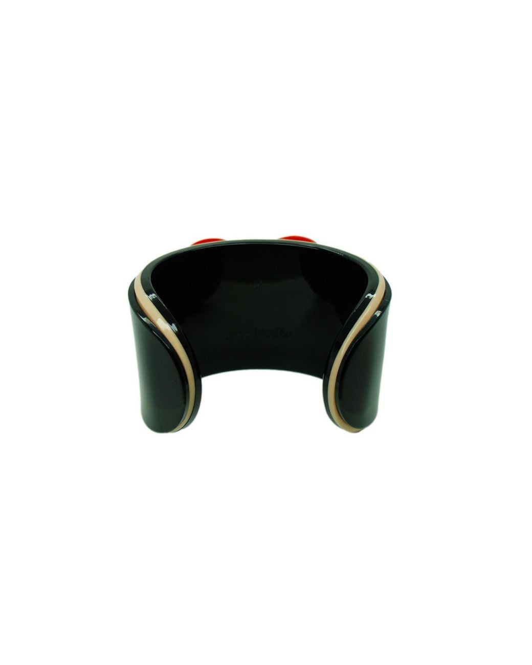 Gissa Bicalho Black Acrylic Handmade Bracelet Hands & Heart & Rose