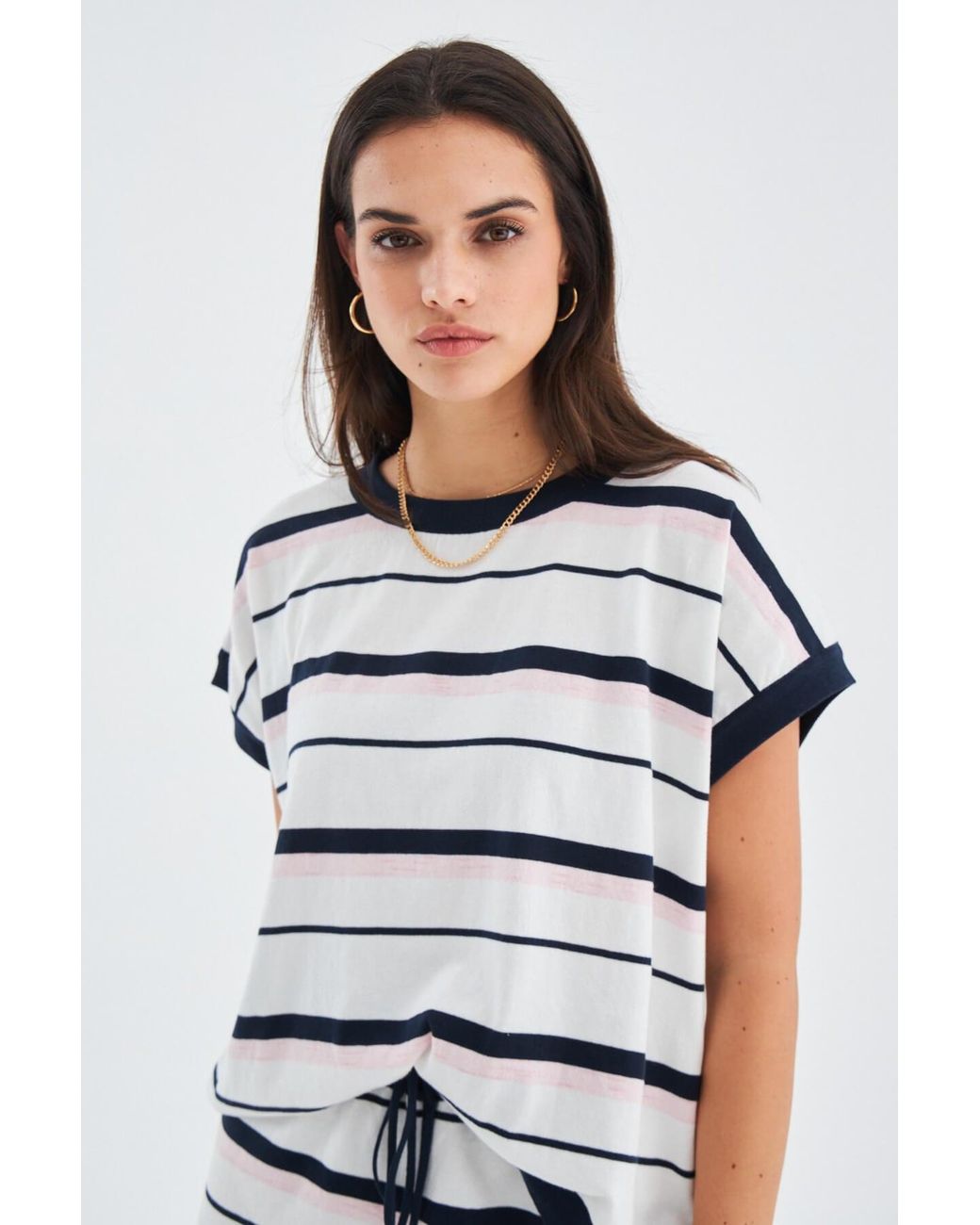 Peraluna Multicolor Marine Knitted Blouse & Shorts Set