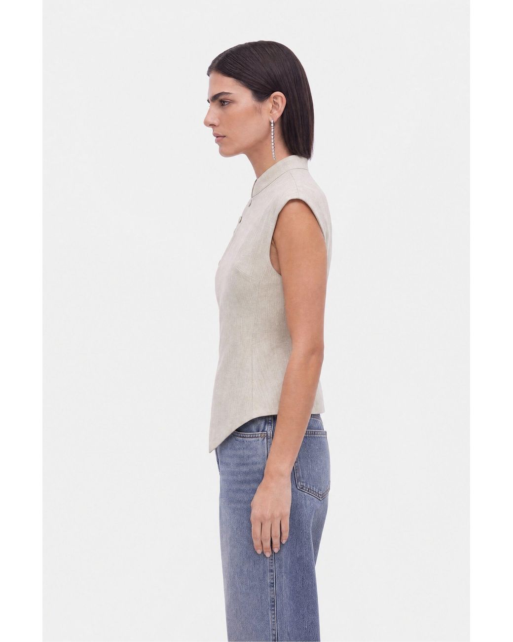 Nocturne Gray Neutrals Asymmetric Button Vest