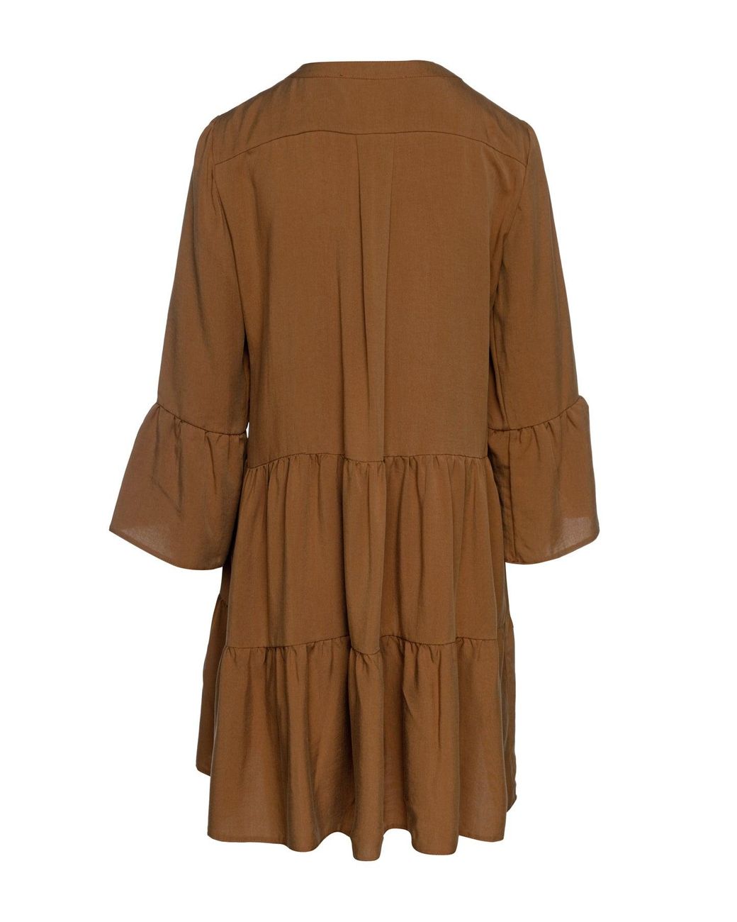 Conquista Brown Chocolate Tencel Gathered Seams Dress