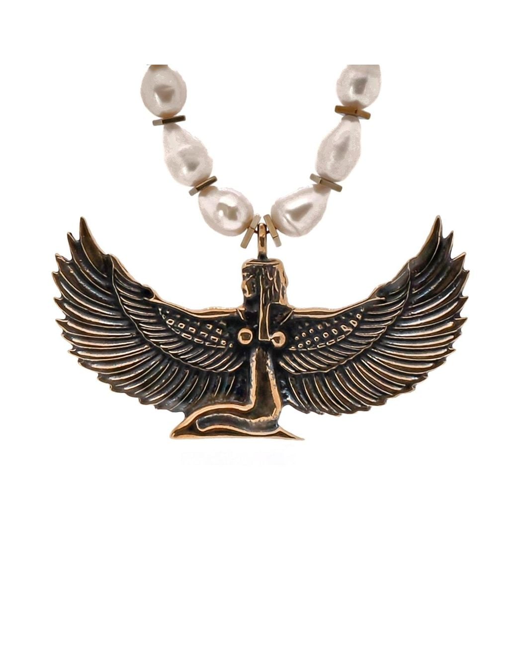 Ebru Jewelry Multicolor Teardrop Pearl Magical Goddess Isis Pendant Beaded Necklace