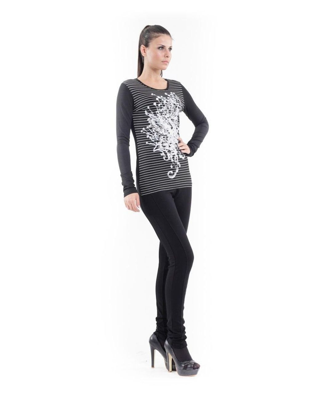 Conquista Black Striped Long Sleeve Tee