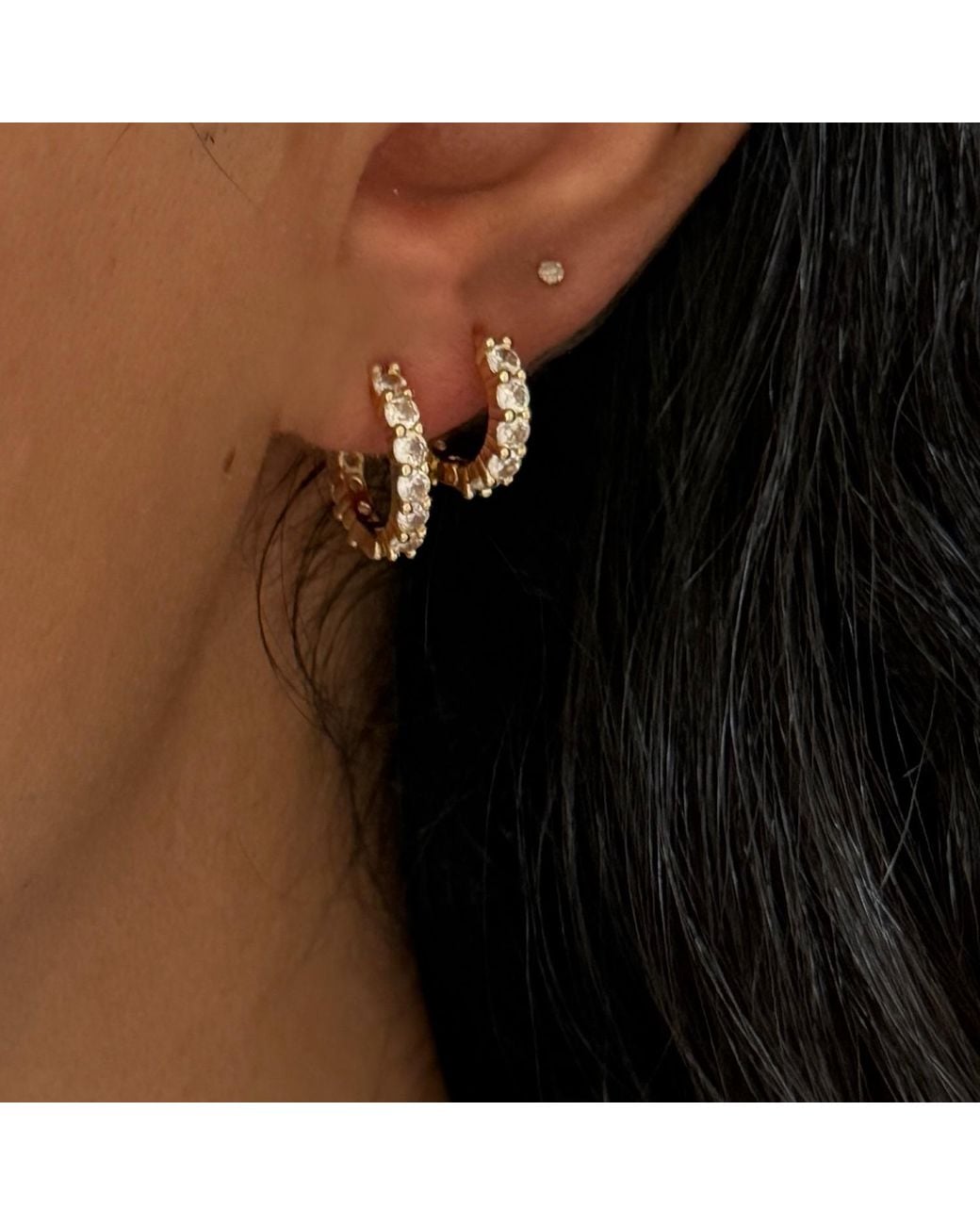 Nazzar Metallic Cz Huggie Hoop Earrings