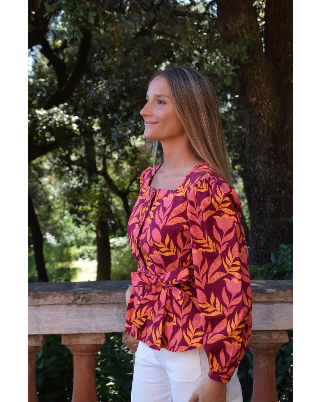 Mind Traveler Red Beth Burgundy Floral Blouse