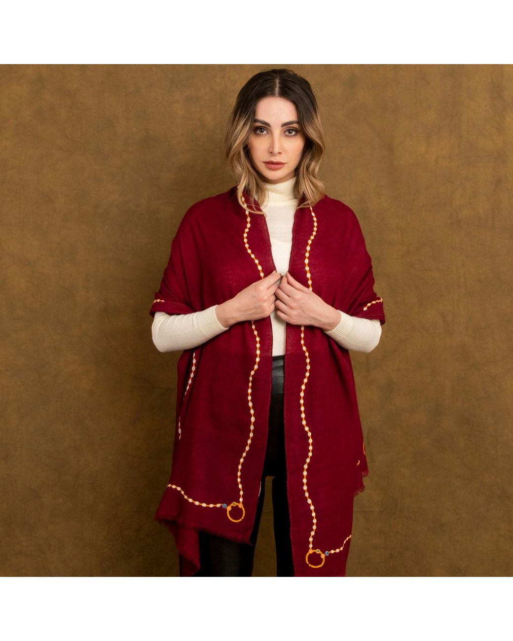 Heritagemoda Red Handmade Burgundy Jewel Tone Pashmina Luxury Scarf