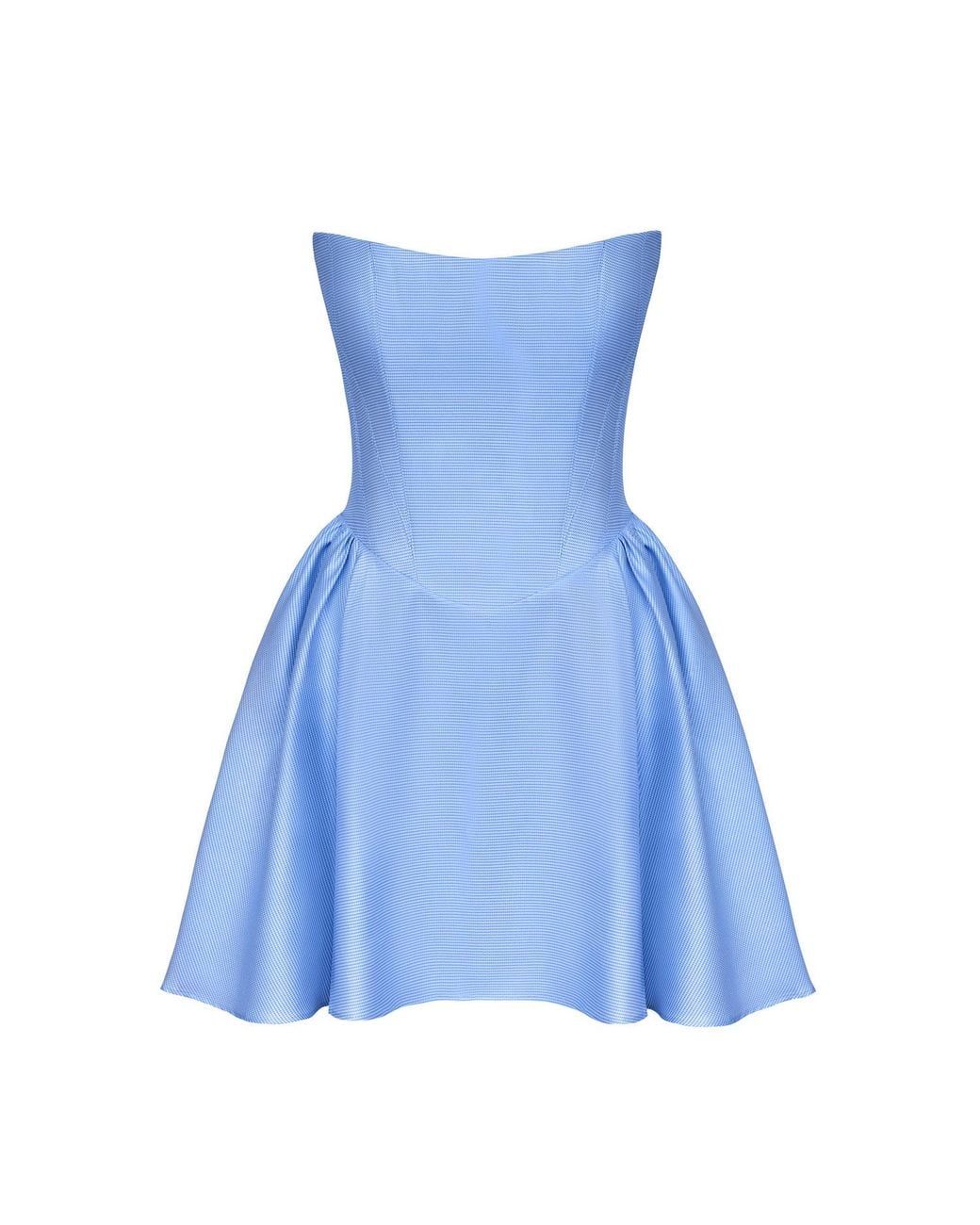 POST MERIDIEM Blue Tuck Corset Mini Dress
