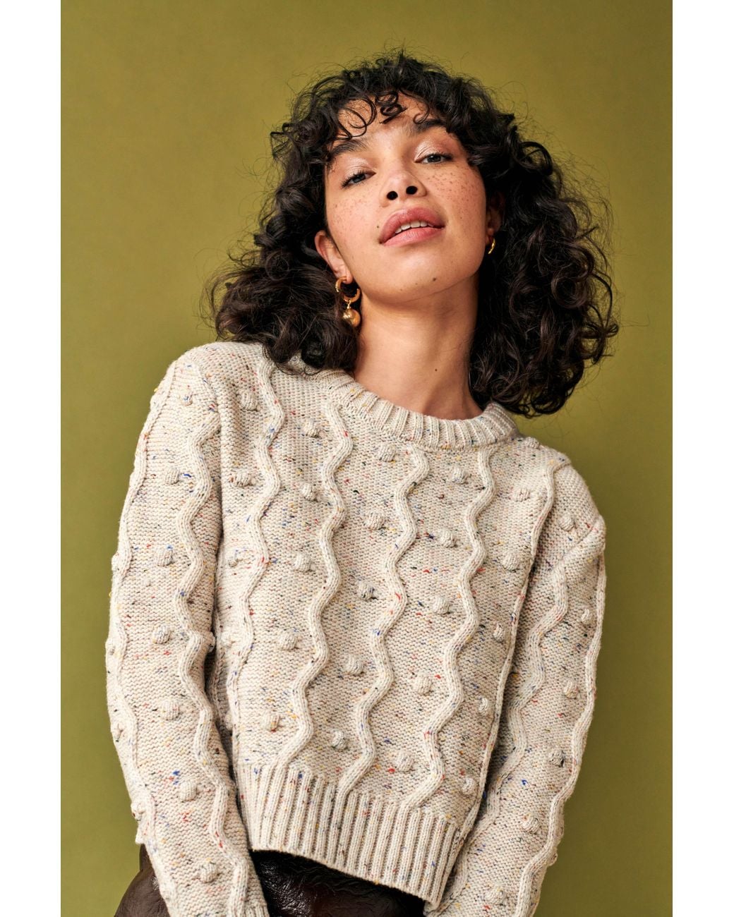 Gigi Knitwear Gray Neutrals Bubble Sweater
