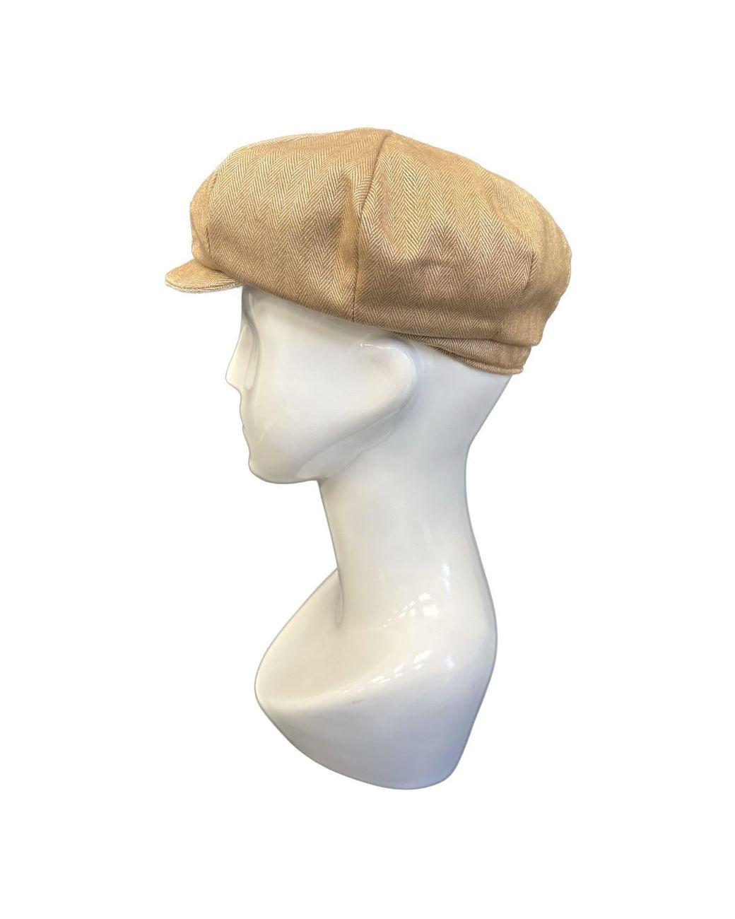Kinalba Green Neutrals Vicuna Herringbone Cashmere Baker Boy Cap for men