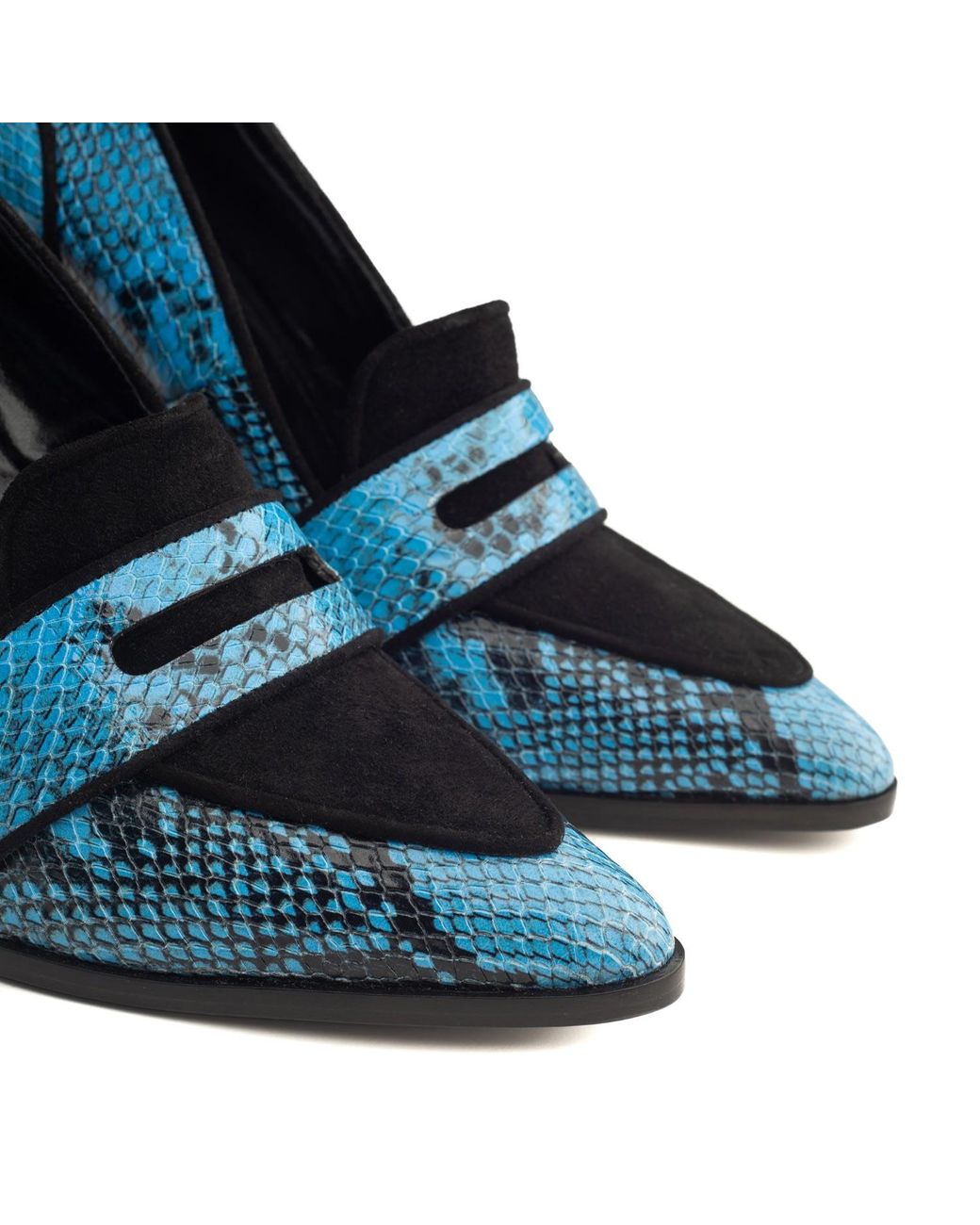 Rosamund Muir London Blue Annabel & Snake Print Loafers