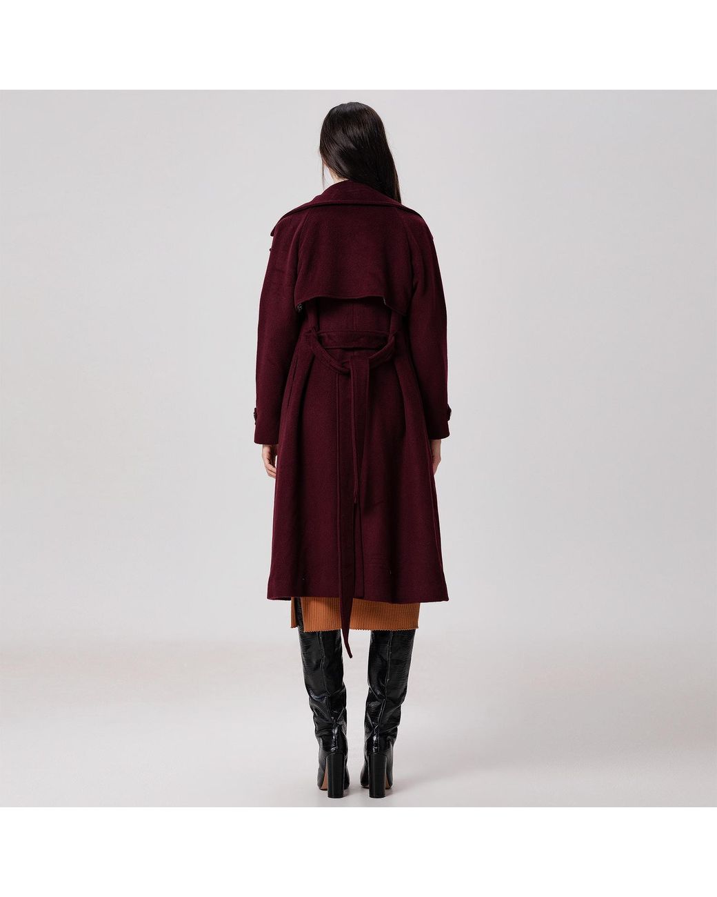 Smart and Joy Red Shoulder Flaps Woolen Coat