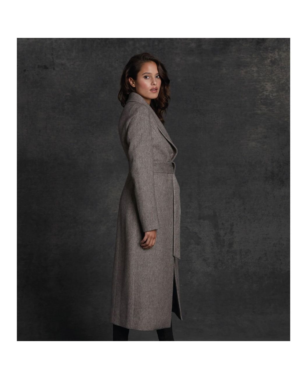 Vulto Gray Neutrals Taupe Shawl Coat